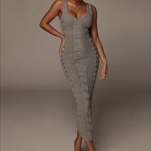 JLUXLABEL Grey Ameri Sweater Cable Dress